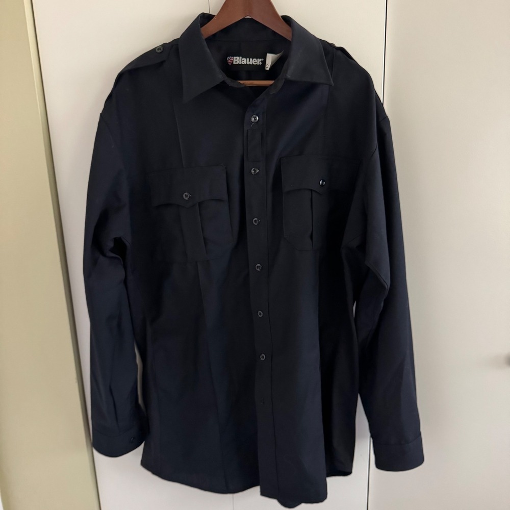 Blauer 8436 Mens Navy Blue Wool Blend Uniform Shirt Long Sleeve Size 17 36/37